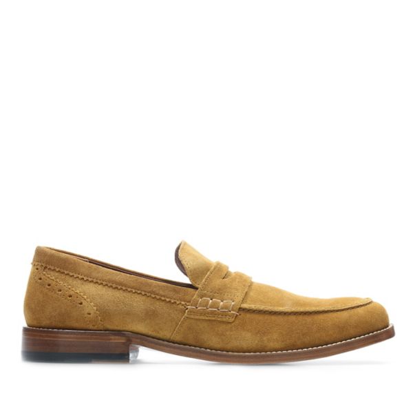 Clarks Mens James Free Loafers Ochre Suede | CA-7029618